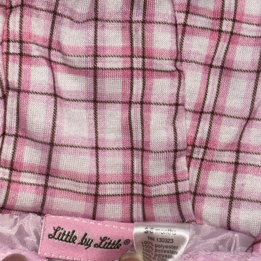 Little By Little Pink Fleece One-piece Snowsuit Hooded Owl Motif Baby Girl 3-6Mo